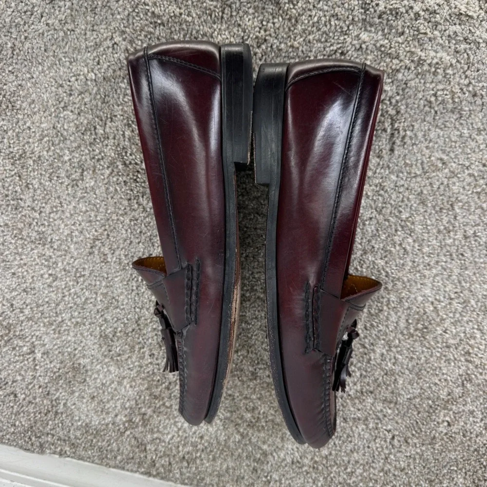 Cole Haan Mens Burgundy Leather Tassel Pinch Loafers Dress Shoes 10.5 Preppy 90s